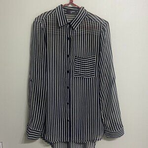 Candy Couture (Size L) Shear Striped Blouse